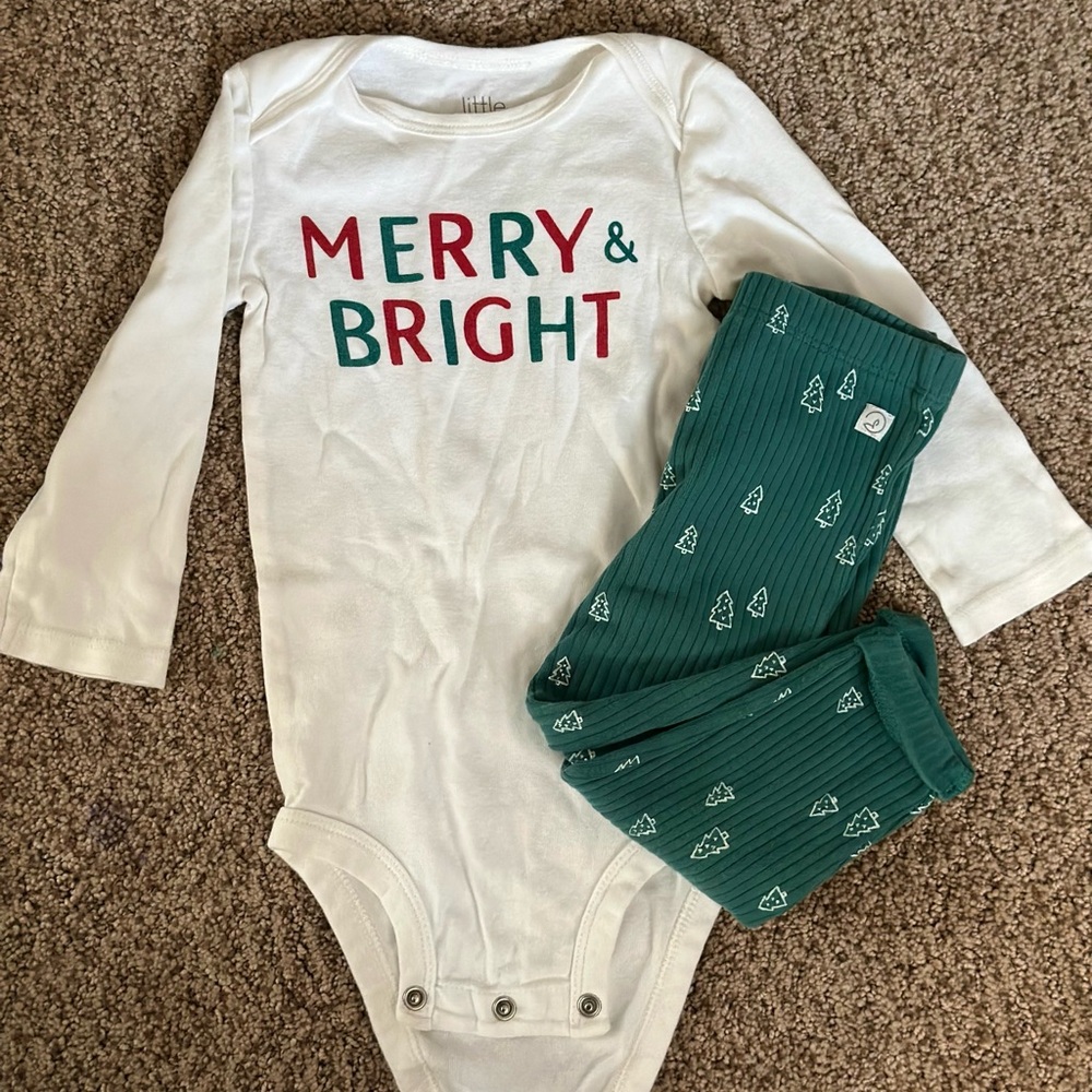 Kids Festive Matching Set - White and Green
